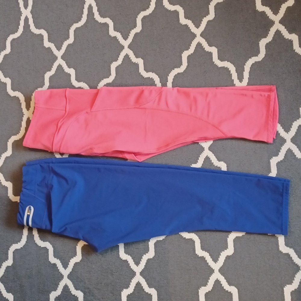 Athleta Blue and Pink Leggings Pair